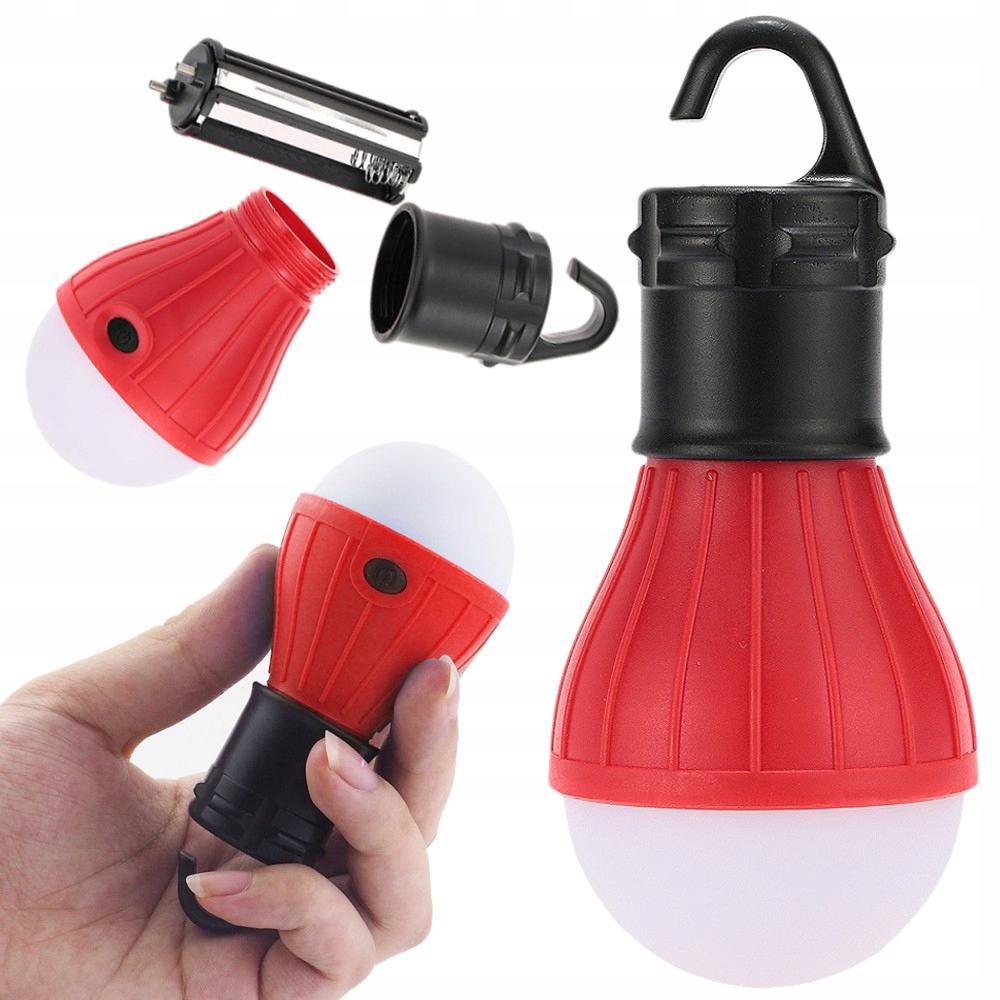 Lampka Turystyczna Żarówka Lampa Led Wisząca Hak Namiot Baterie Kol