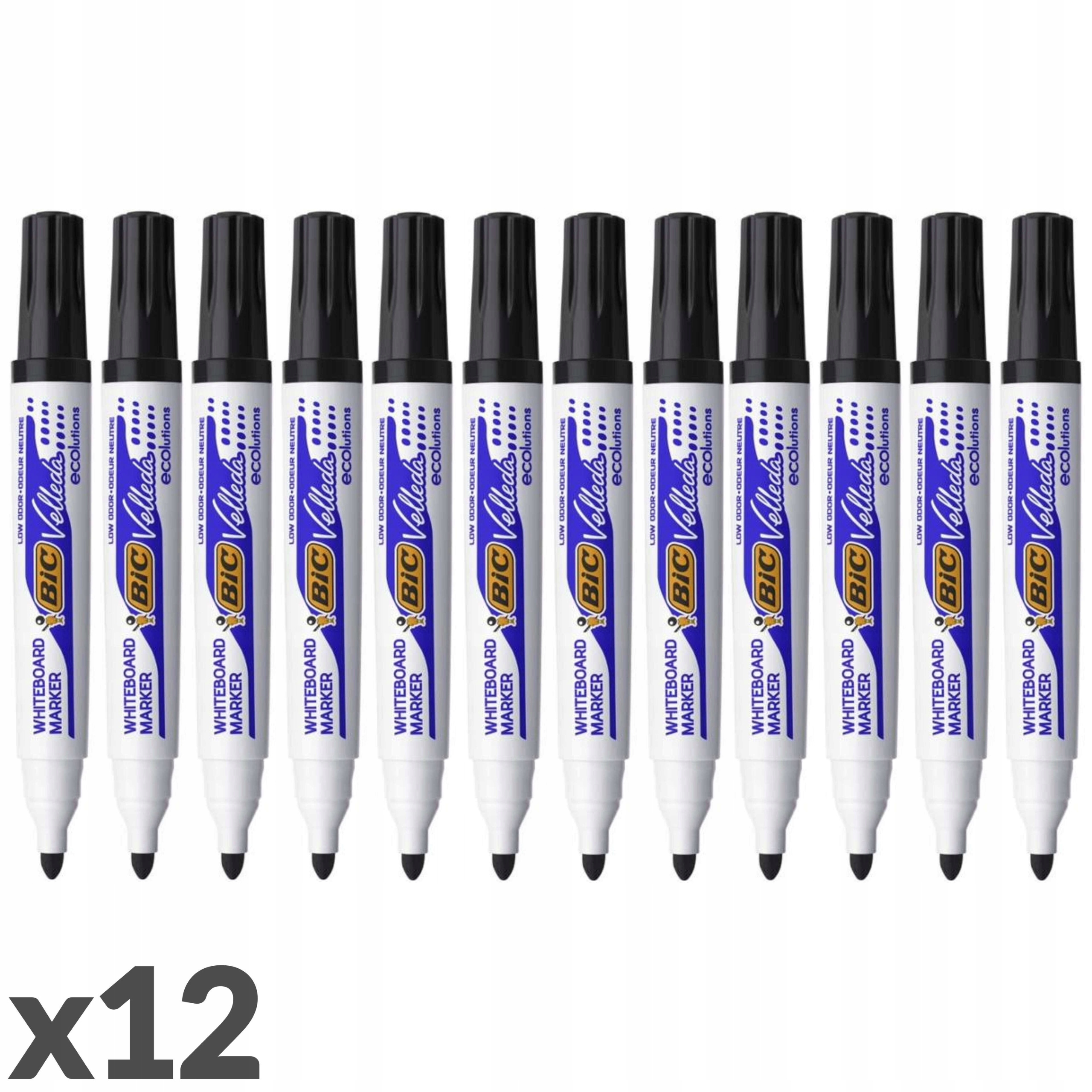 Marker do tablic BIC VELLEDA 1701 czarny okrągły - 12 sztuk