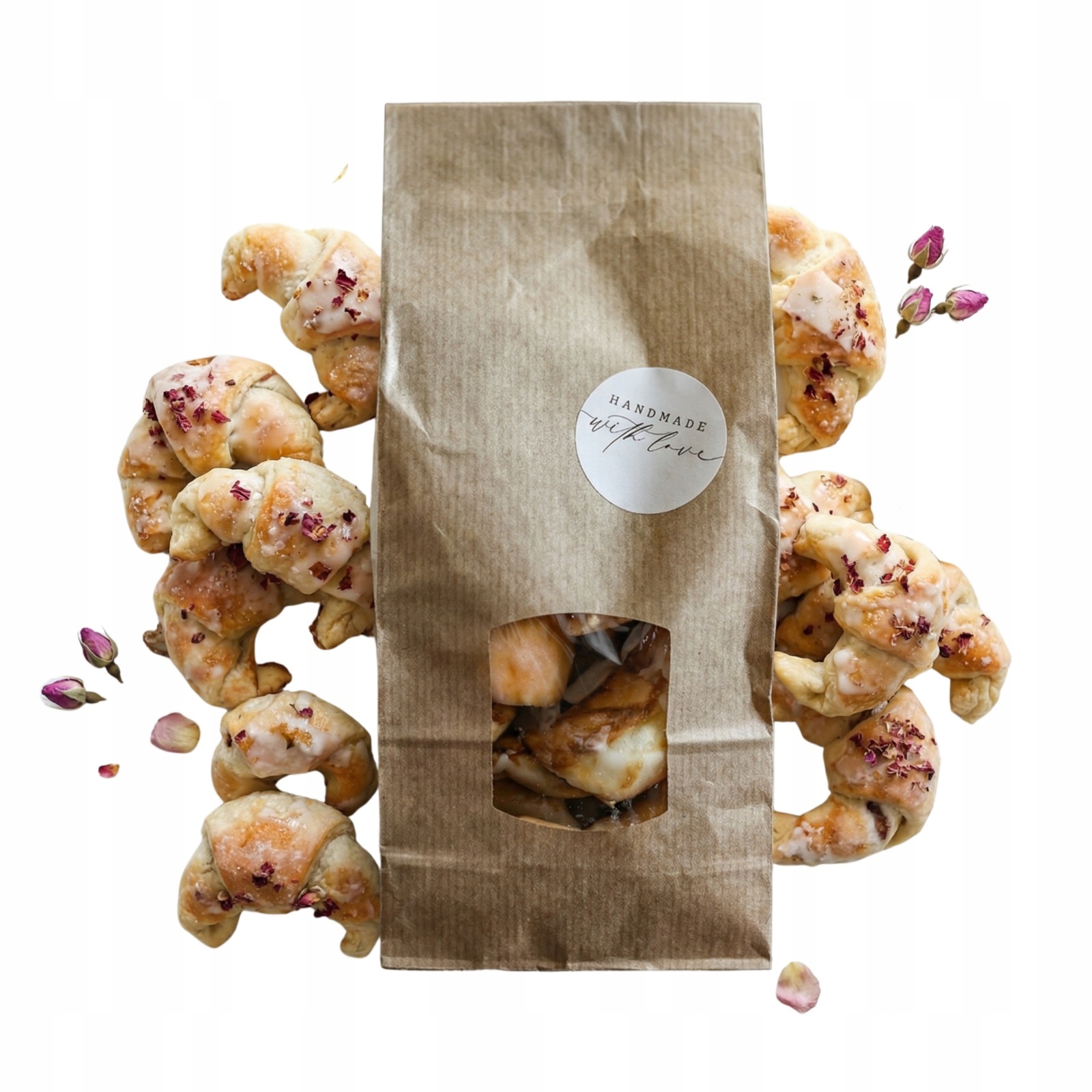 ROGALIKI Z NADZIENIEM RÓŻANE RZEMIEŚLNICZE DOMOWE CIASTKA MINI KRUCHE 250 G