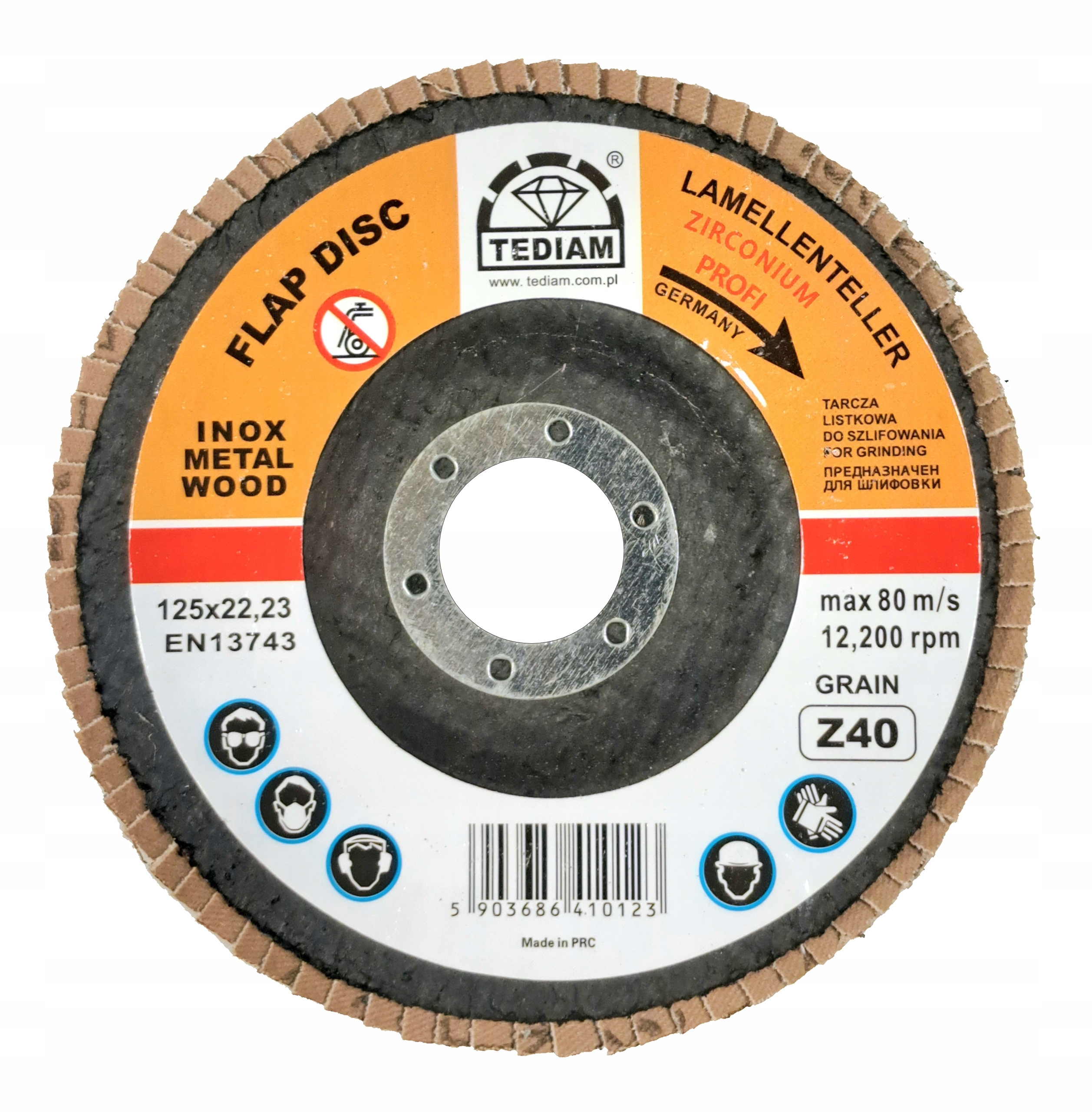 

Tarcza Listkowa Lamelka Cyrkon 125 mm gr 40 Inox