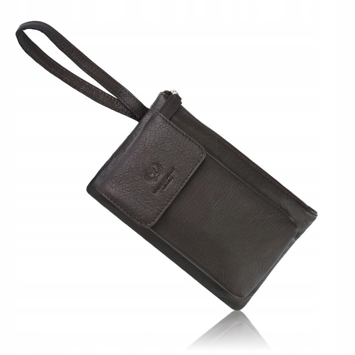 Pánská kožená taštička do ruky s pouzdrem na telefon hnědá Paolo Peruzzi