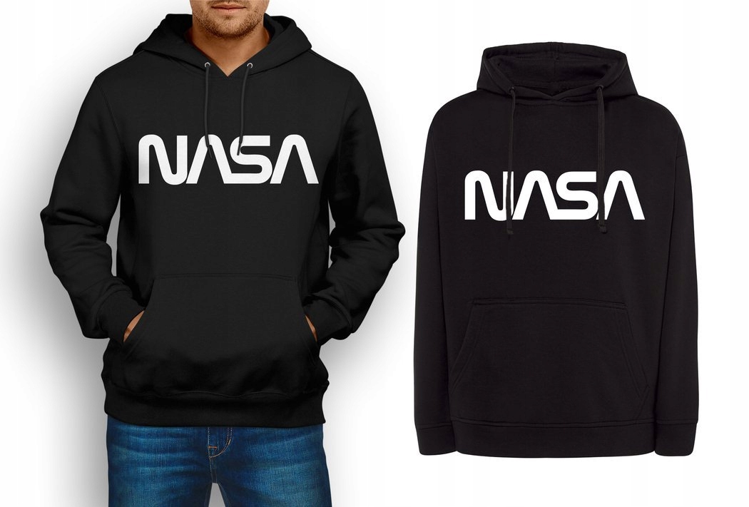 

Modna bluza Nasa męska, kangurka, czarna S