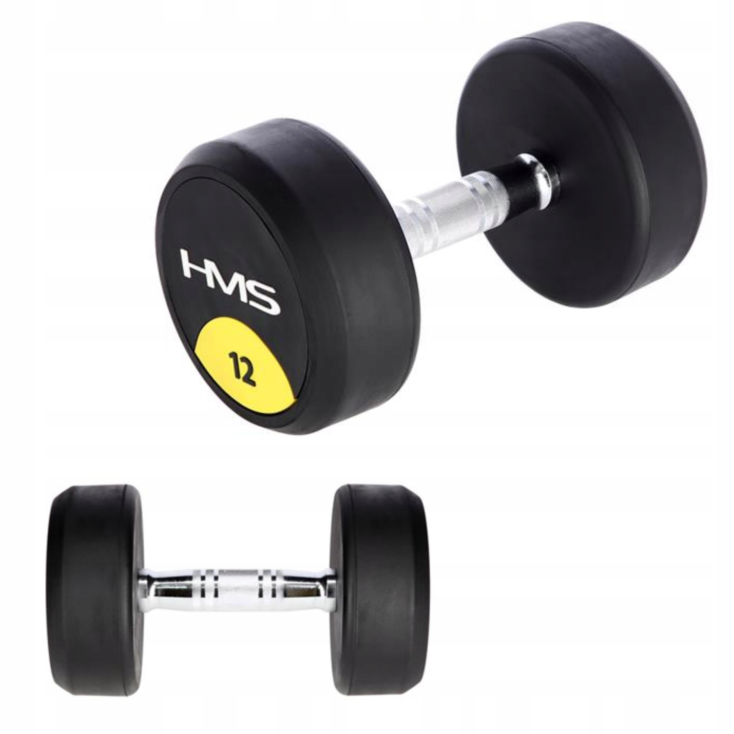 Vroubkovaná kulatá ocelová činka 1x 12 kg pogumovaná Hms Hg Pro