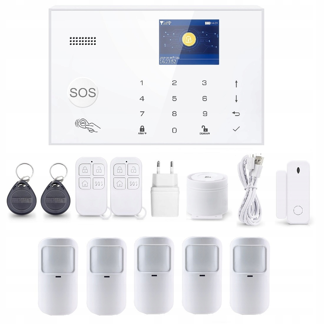 Alarmový Systém LCD 2.4' Gsm WiFi Tuya Smart Pl 5xPIR