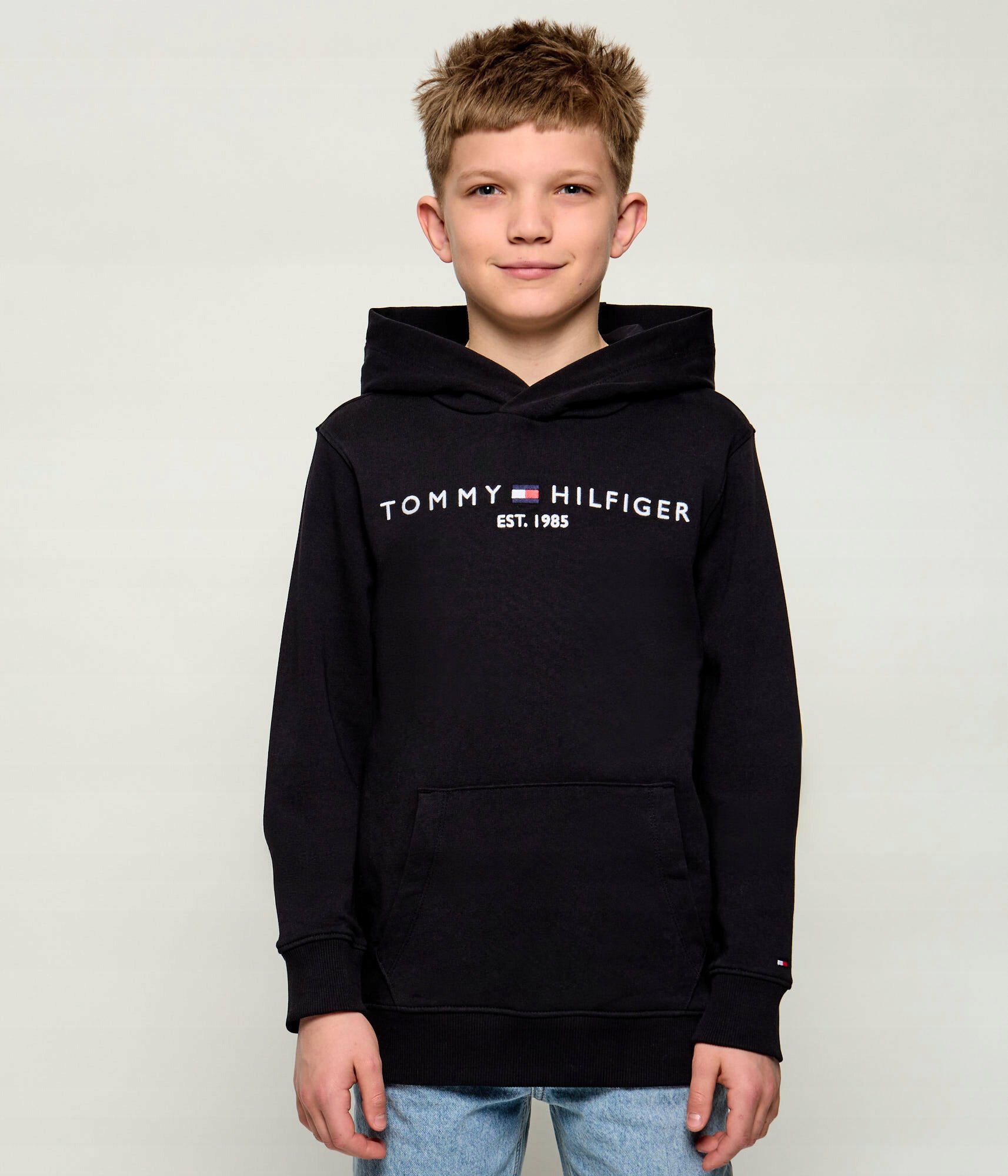 Tommy Hilfiger Bluza Czarna Z Długim Rękawem Z Logo 164 7CA
