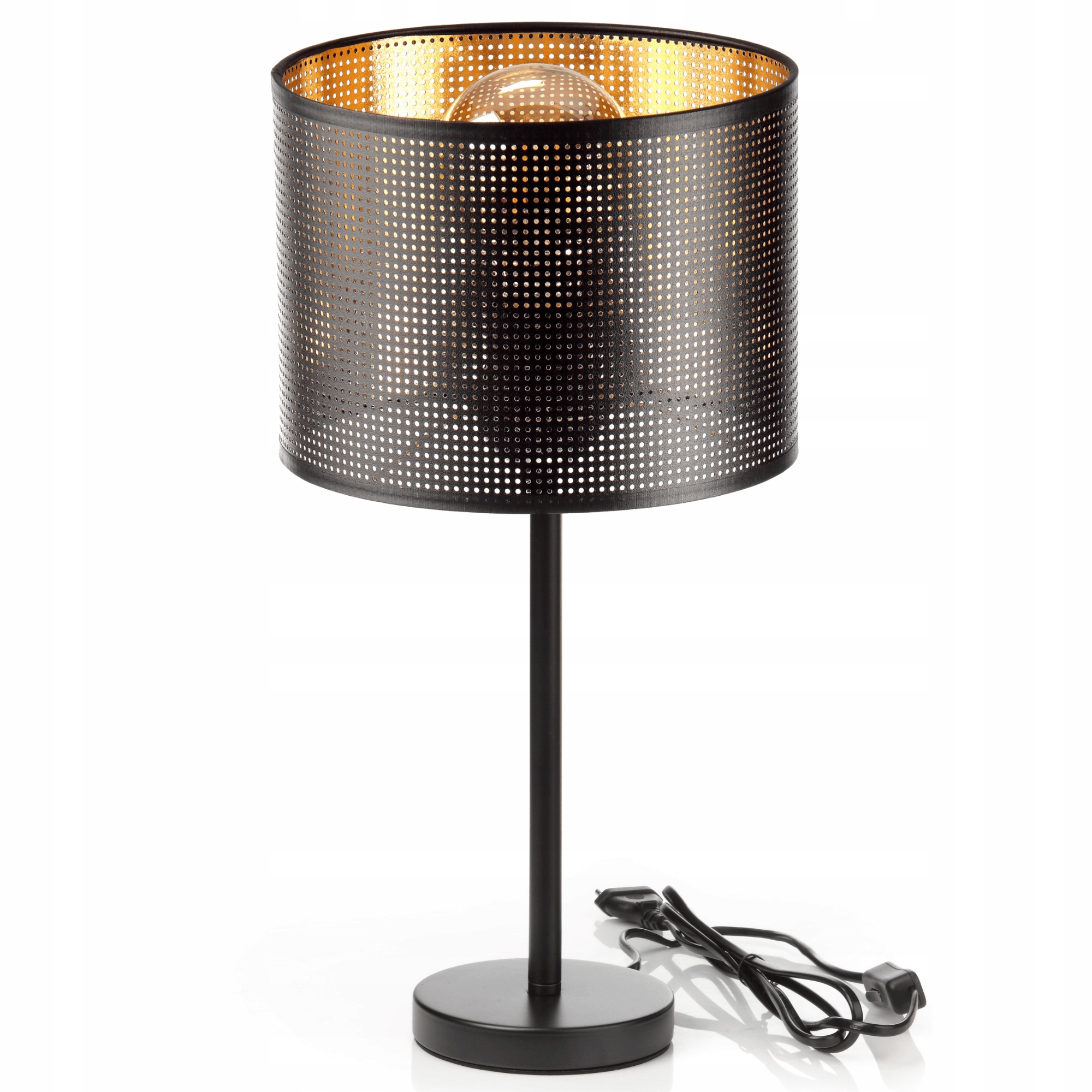 Noční Lampa Stolní Ažurová Stínidlo S Dírkami Zlatá Černá Ledová Polsko