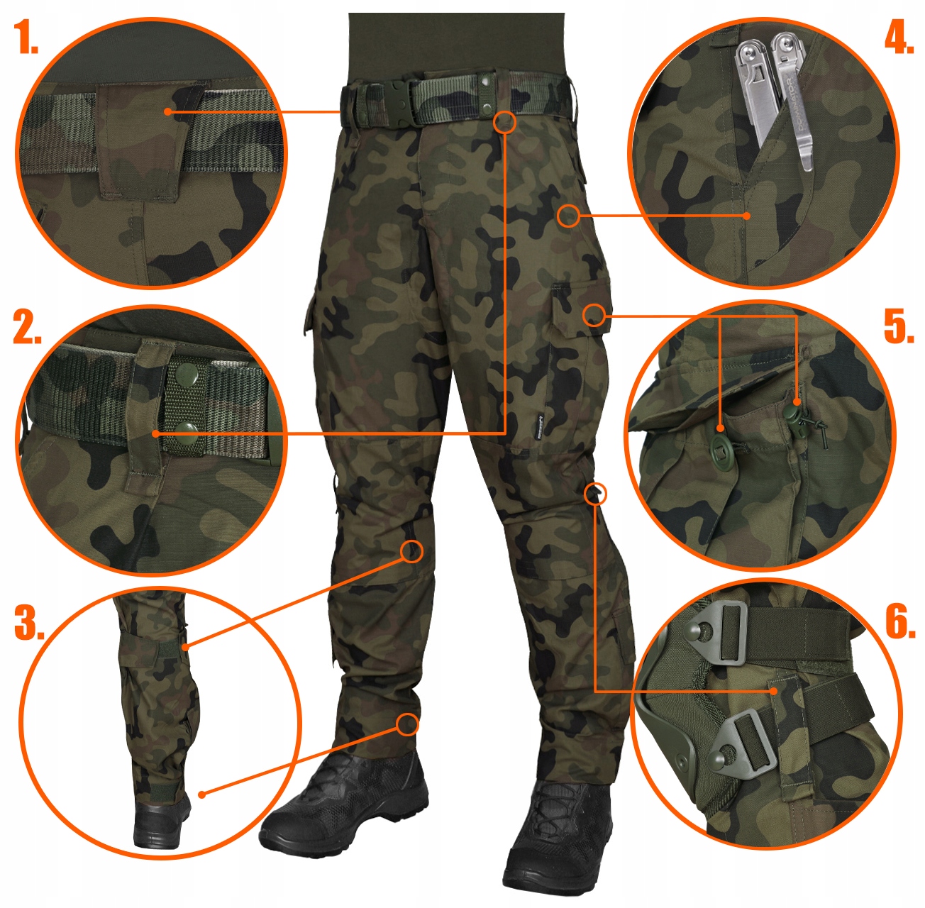 SPODNIE WOJSKOWE BOJÓWKI 124L MK2 DOMINATOR POLIGON KLASA MUNDUROWA WZ.93 S Wzór dominujący moro