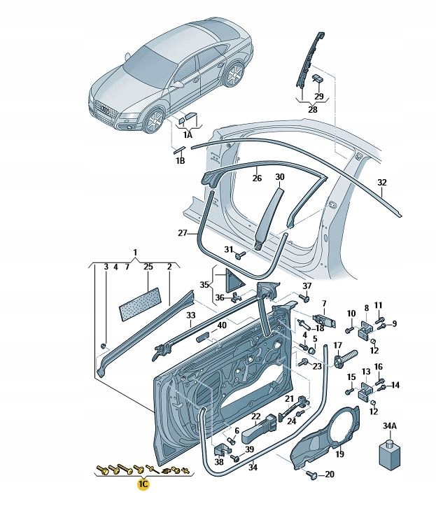 ZESTAW ELEMENTOW MOCUJACYCH DRZWI PRZOD A7 15 18