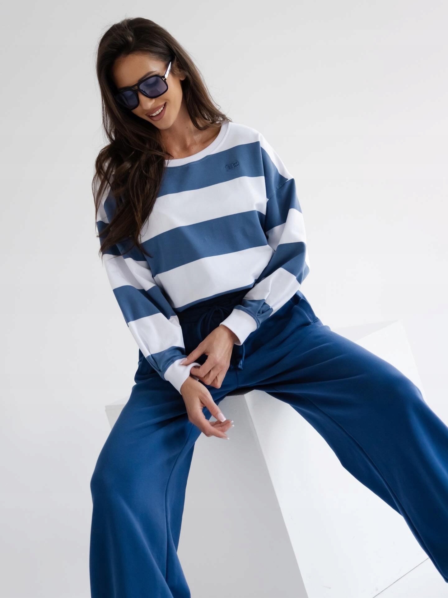 By O La La! Dresová Mikina S Širokými Pásy Off White/denim M