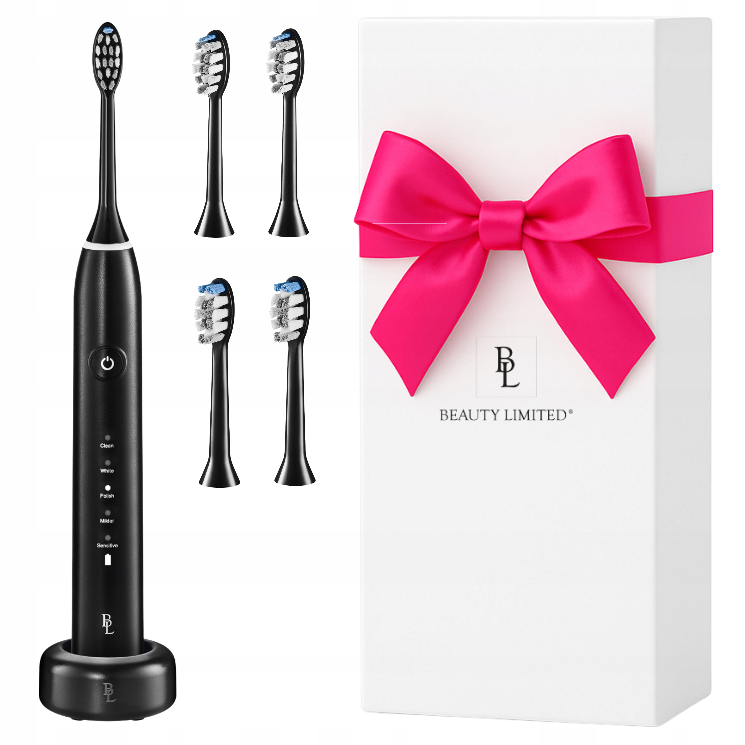 Szczoteczka soniczna do zębów 84tys r/min 5 Tryb 4 Końcówki Indukcja Czarna