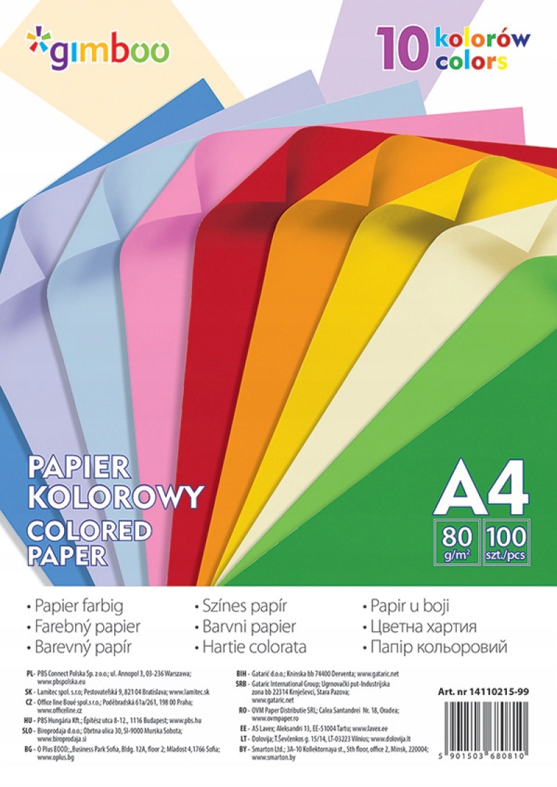 

Papier A4 MIX Intensywny Neon Gimboo