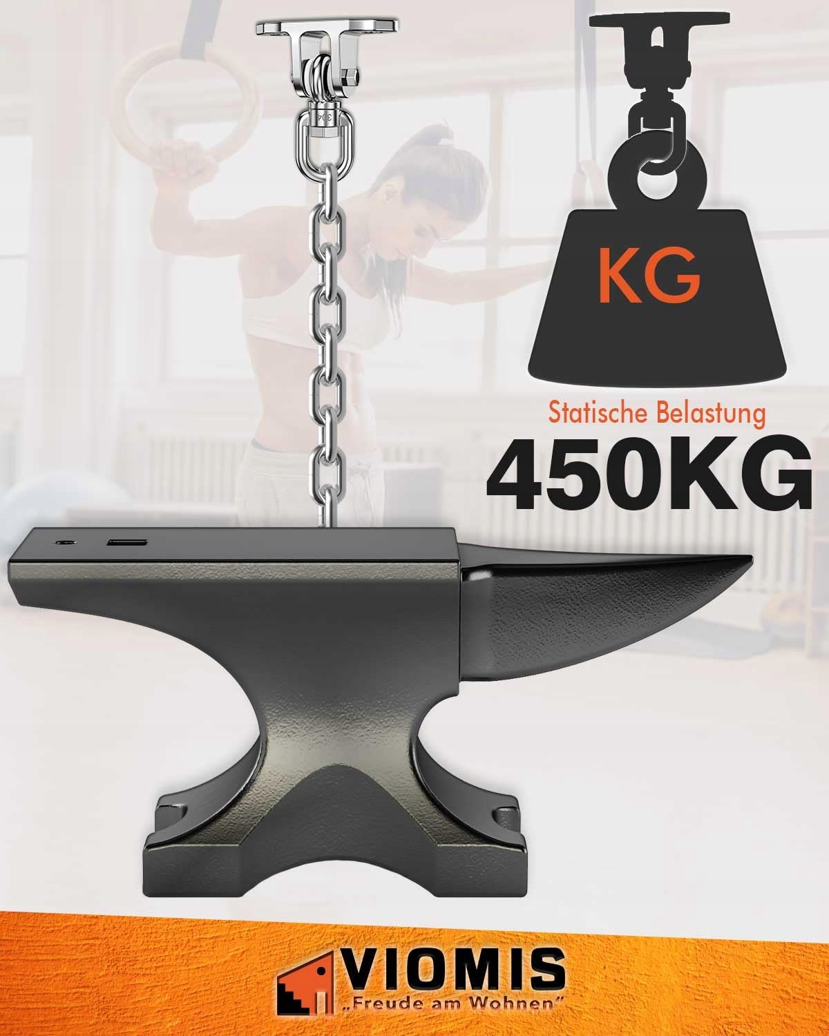 VIOMIS Hak Obrotowy 360° Stalowy Uchwyt Sufitowy 450KG Hamak Fotel Boks — miniatura 2