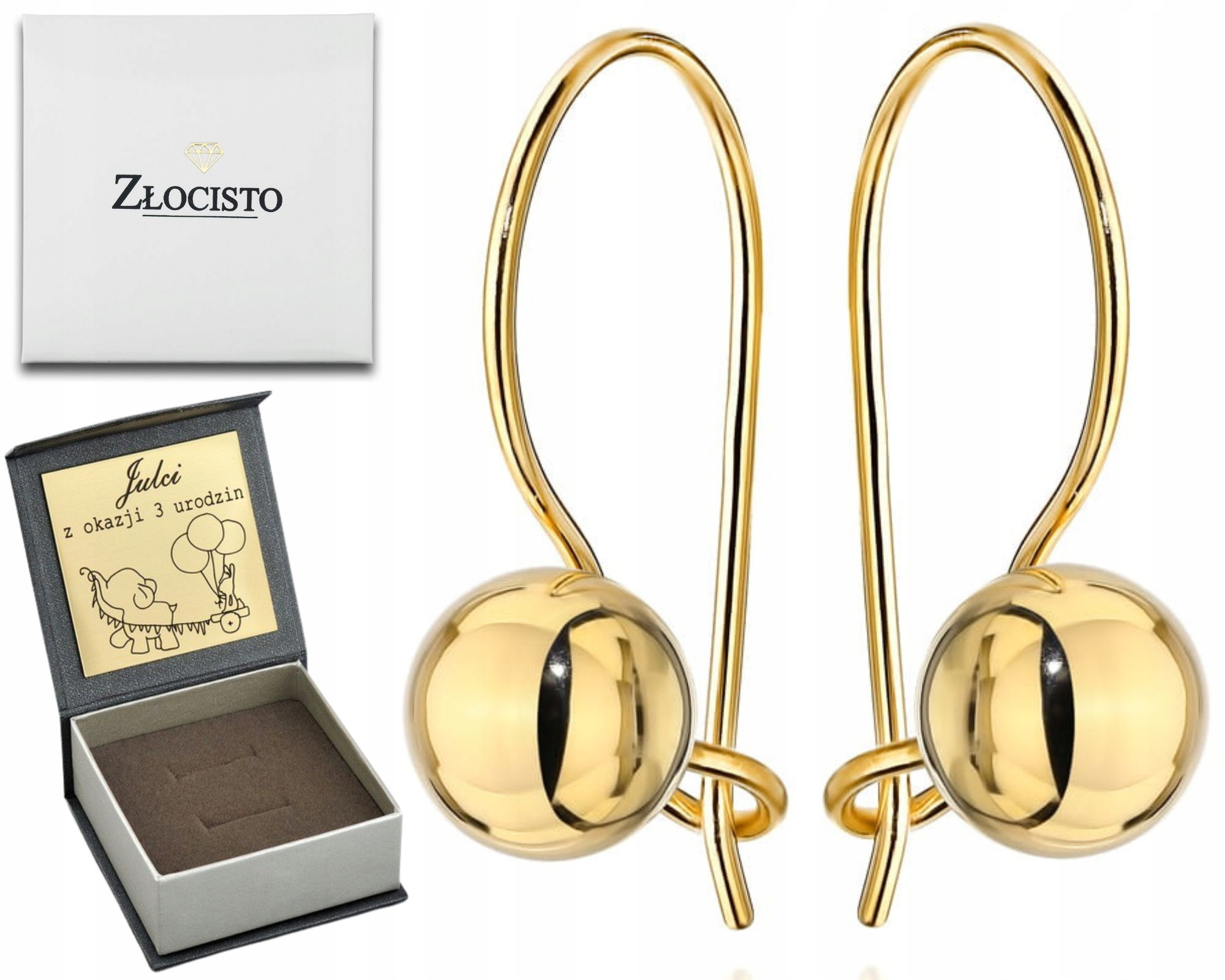 Zlaté Náušnice S Hladkými Kuličkami Na Biglu 585 Gravírování