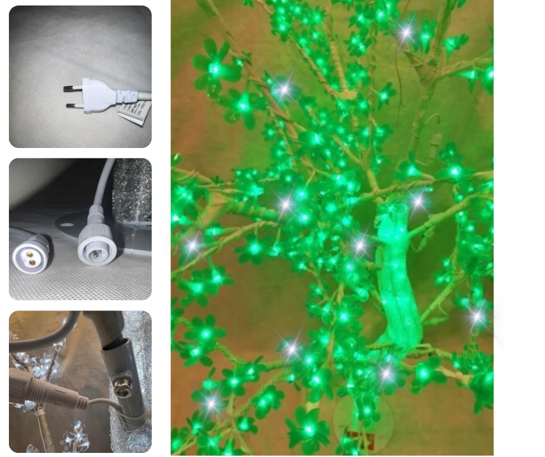 Akrylový Led stromček 150 cm zelené svetlo studený biela blesk