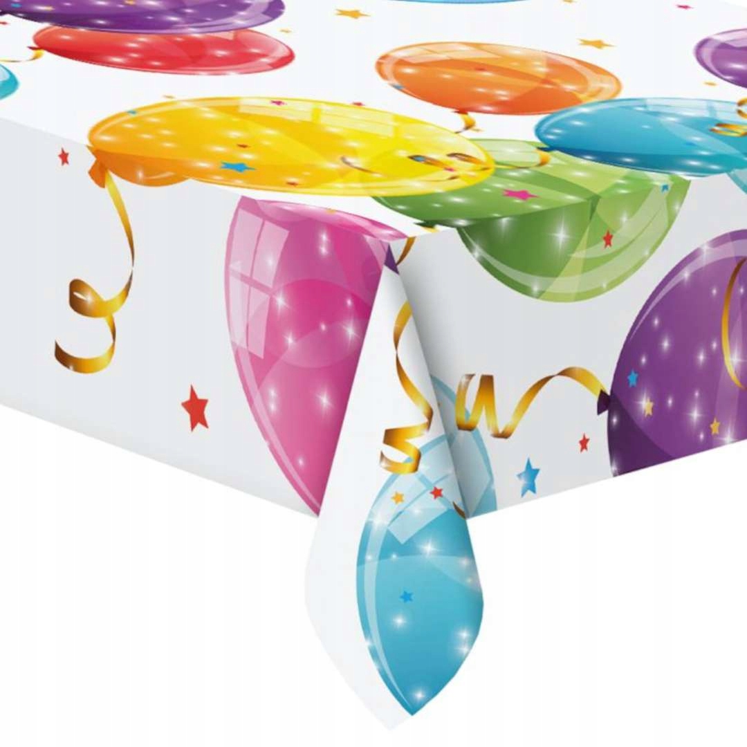 Obrus papierowy biały BALONY KONFETTI baloniki