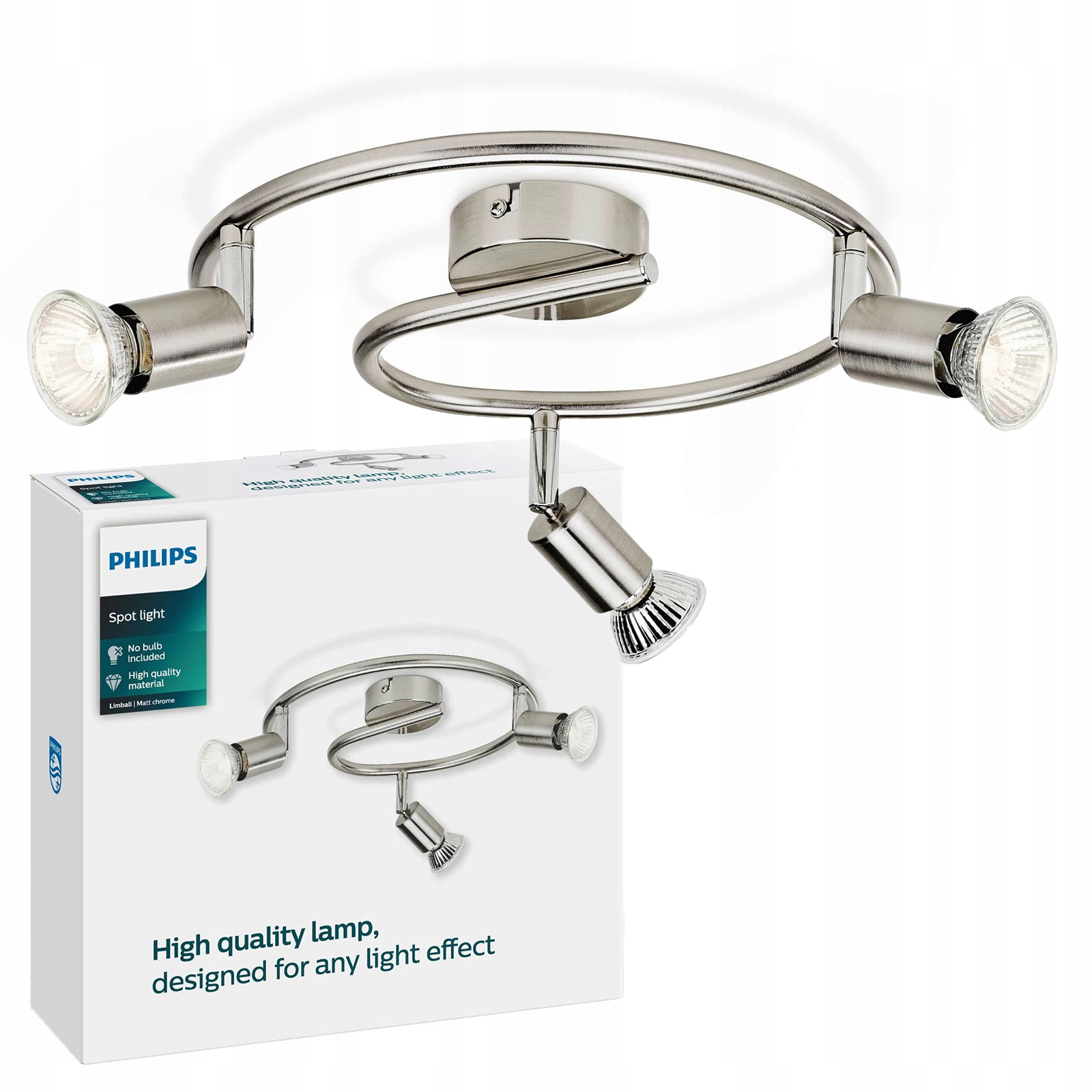 Stropní Svítidlo na omítku Reflektor 3x GU10 nikl Limbali Philips