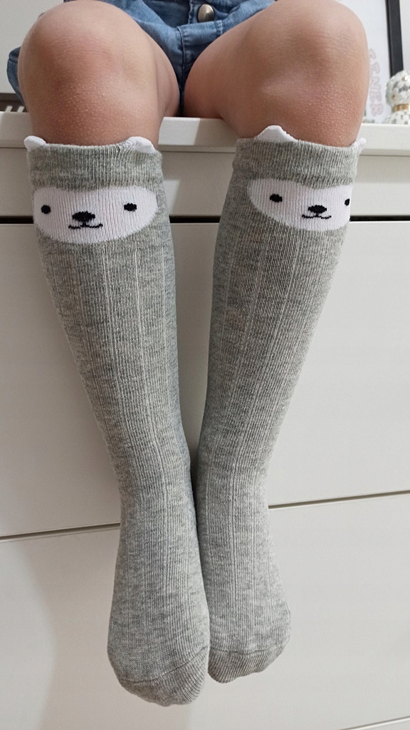 Podkolanówki skarpetki bawełniane dziecięce SZARE WZORY KOLORY 92-98-104