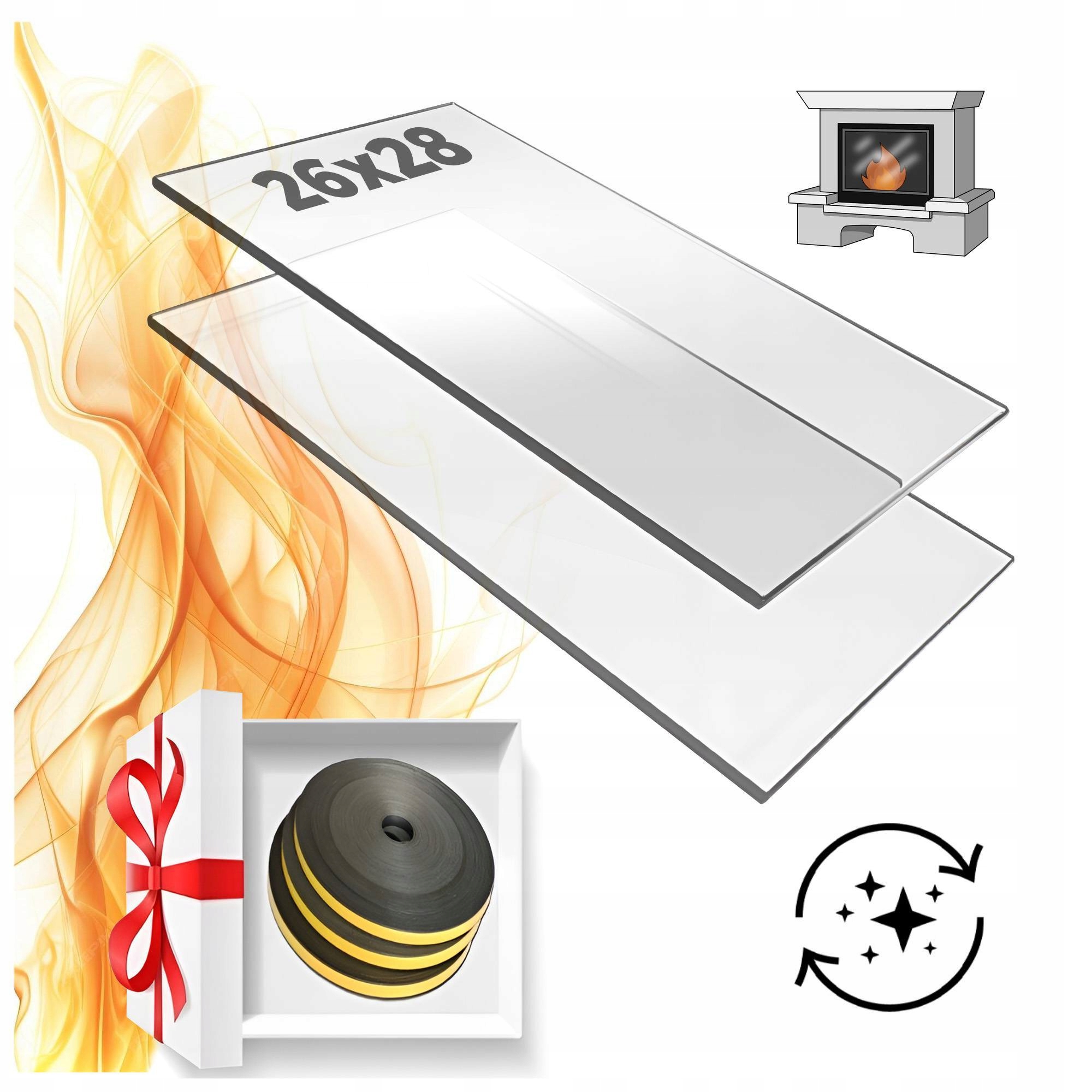 Samočistící Sklo 26x28 Do Krbového Krbu Sklo Bonus