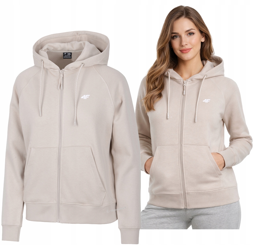 4F Damska Bluza Bawełniana Rozpinana Z Kapturem rozm M