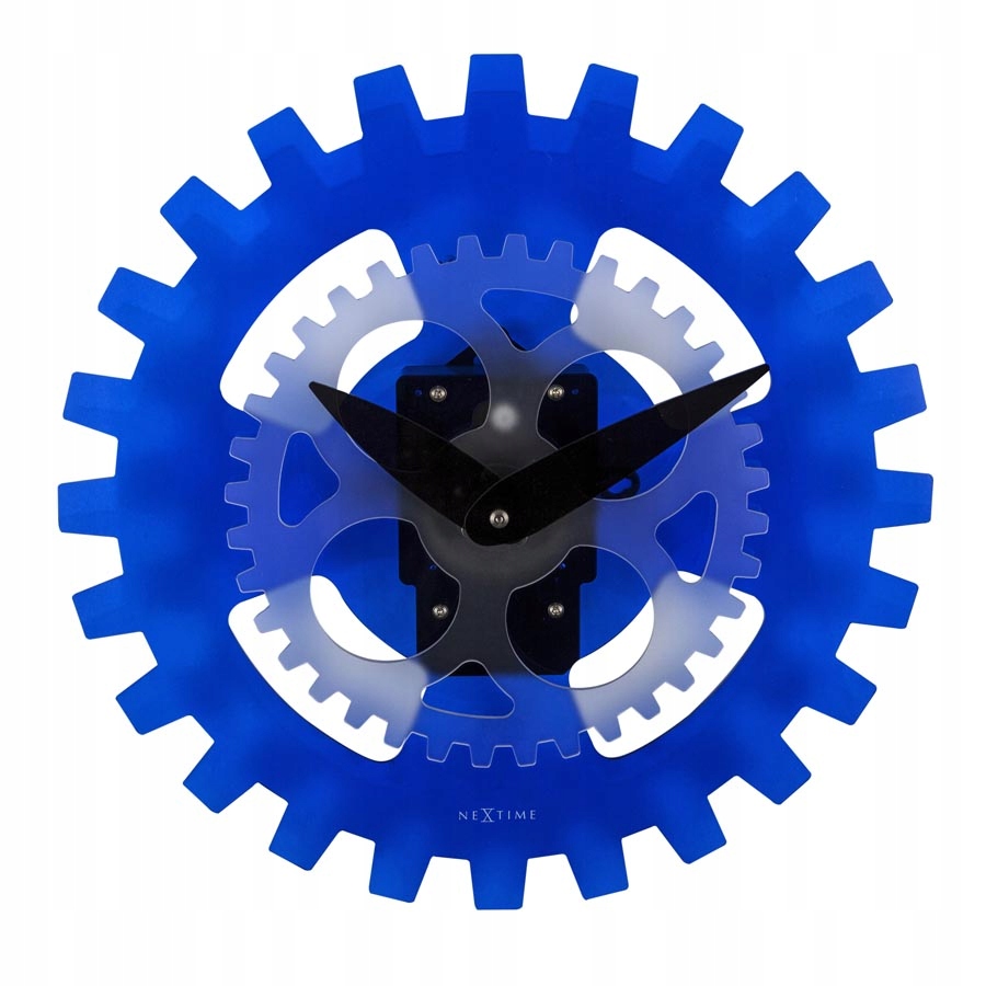 Nástenný modrý hodinový strojček Moving Gears Nextime