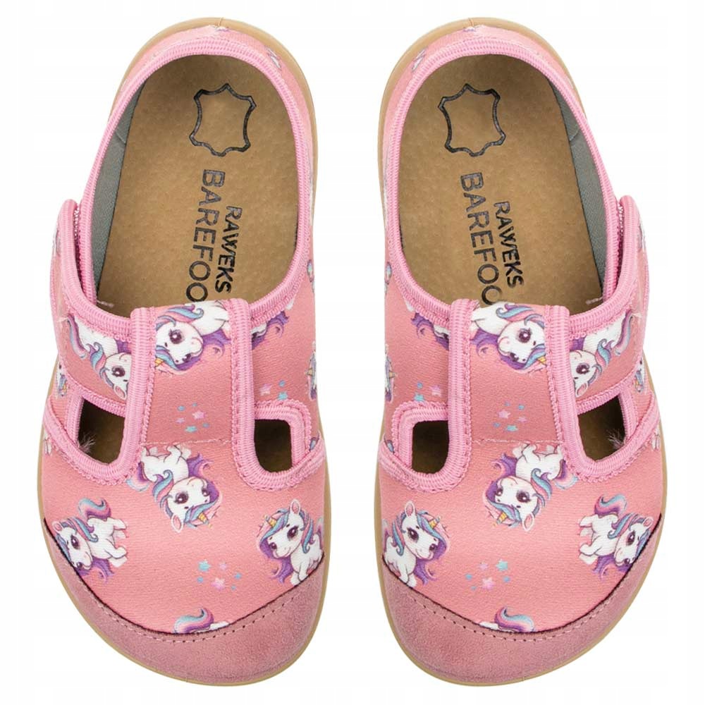 kapcie Barefoot do przedszkola, pantofle różowe Jednorożec r. 29 Raweks