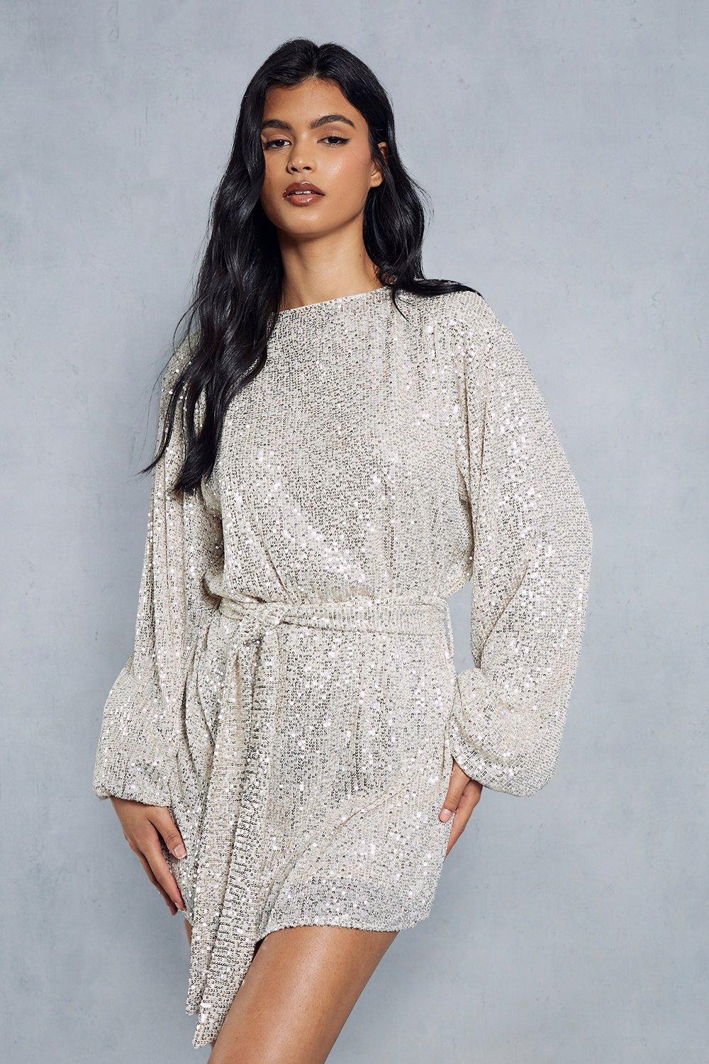 LC86115 Misspap Bílá Flitrová Šaty Mini Pásek (6) XXL