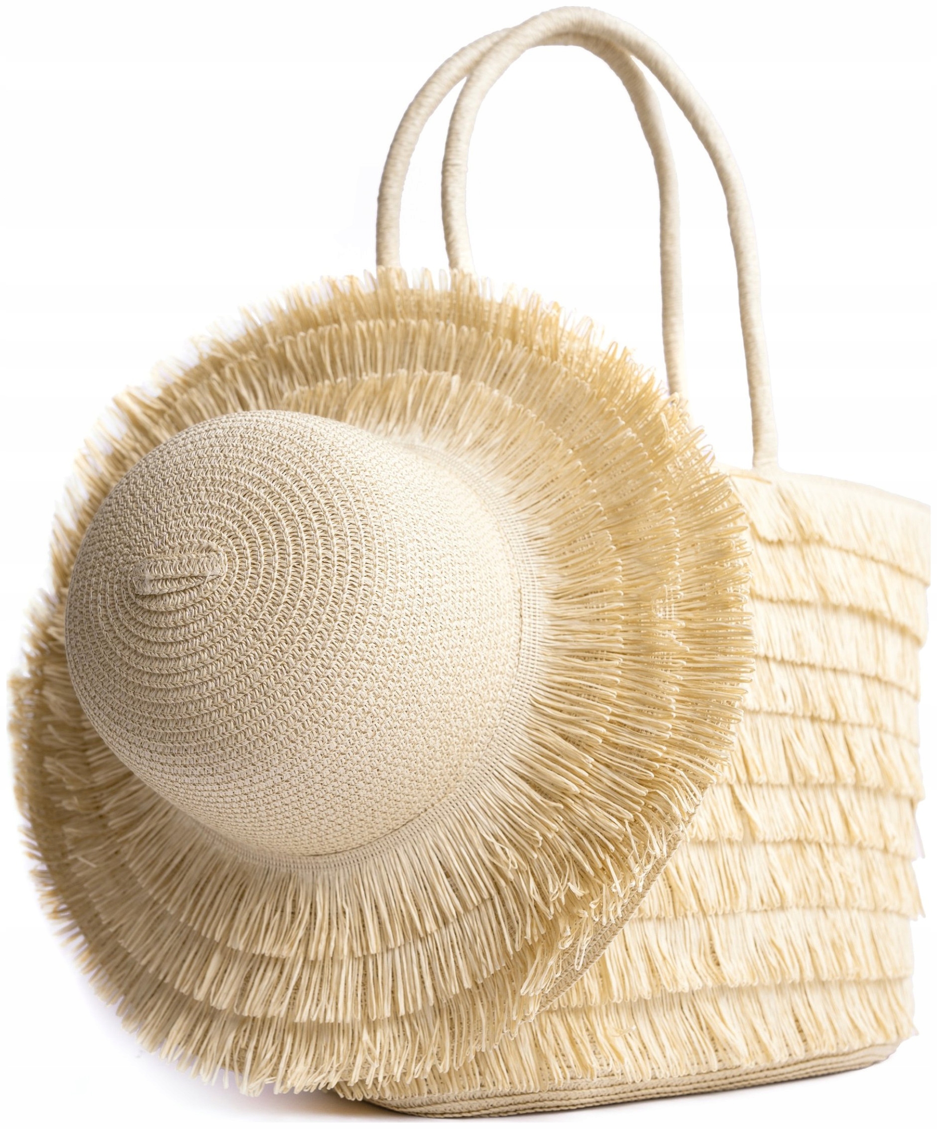 Komplet na léto Penne klobouk a plážová taška, sada Světle béžová