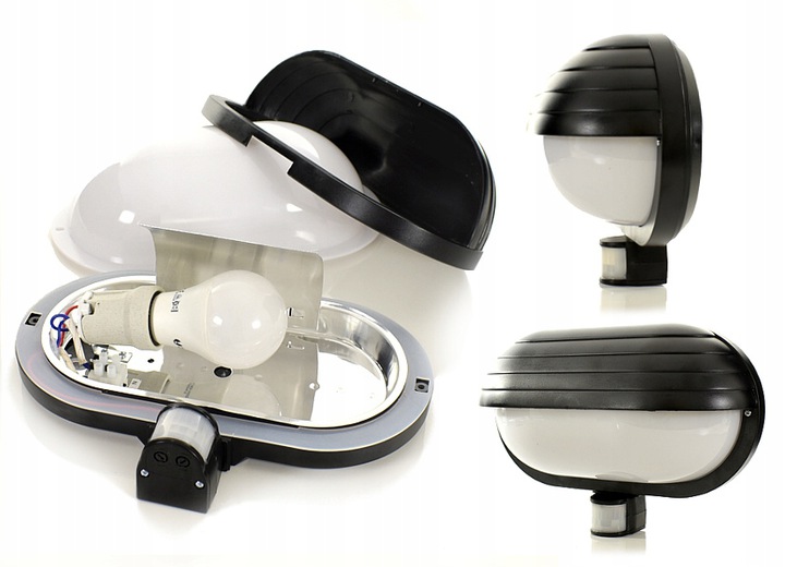 ZEWNĘTRZNA LAMPA+ŻARÓWKA LED E27 CZUJKA RUCHU Waga produktu z opakowaniem jednostkowym 0.6 kg