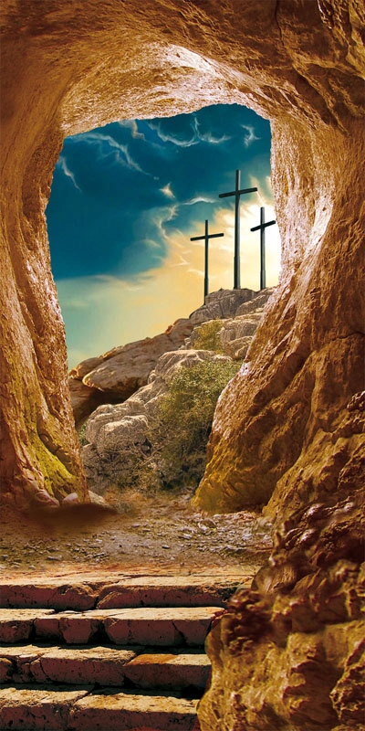 Pozadí pro hrob Páně Banner Velikonoce Postní doba 300 x 150 cm