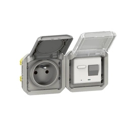 Nové Plexo Zásuvka 2P Z Rcbo, mechanizmus 16 A-250 V~ šedá Legrand 069567L