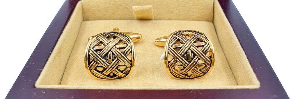 Złote rustykalne spinki mankietowe do koszuli