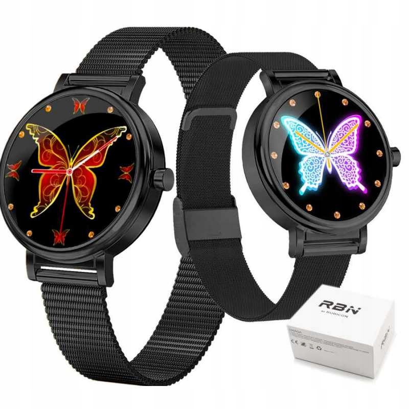 SMARTWATCH RUBICON DAMSKI ZEGAREK SMS KROKI PULS TLEN SEN Kolor czarny