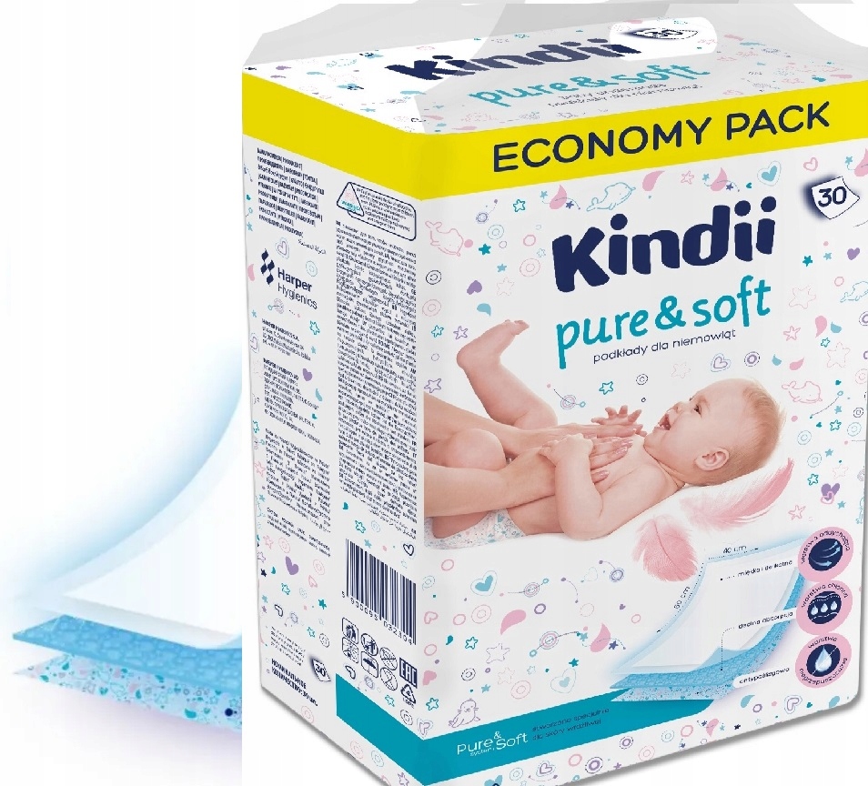 KINDII PODKŁADY PURE & SOFT DO PRZEWIJANIA 40x60 30szt.