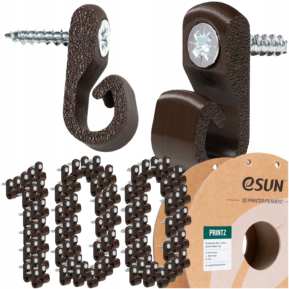 100x haczyki z wkrętem szpula do nawijania lampek, przewodów, dekoracji