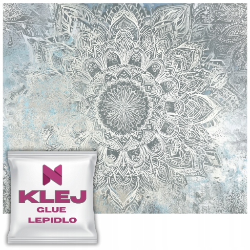 Fototapeta Orientální Mandala Rozeta Světle Modrá Šedá Glamour do obývacího pokoje 148x220