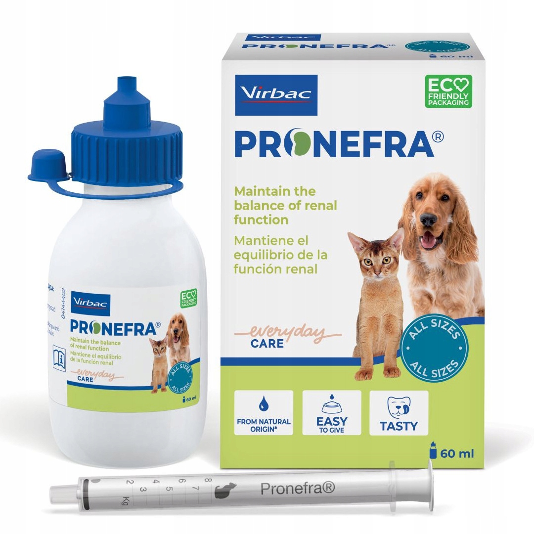 Virbac Pronefra 60 Ml Tekutý doplněk stravy pro podporu ledvin Pro Kočky a psy