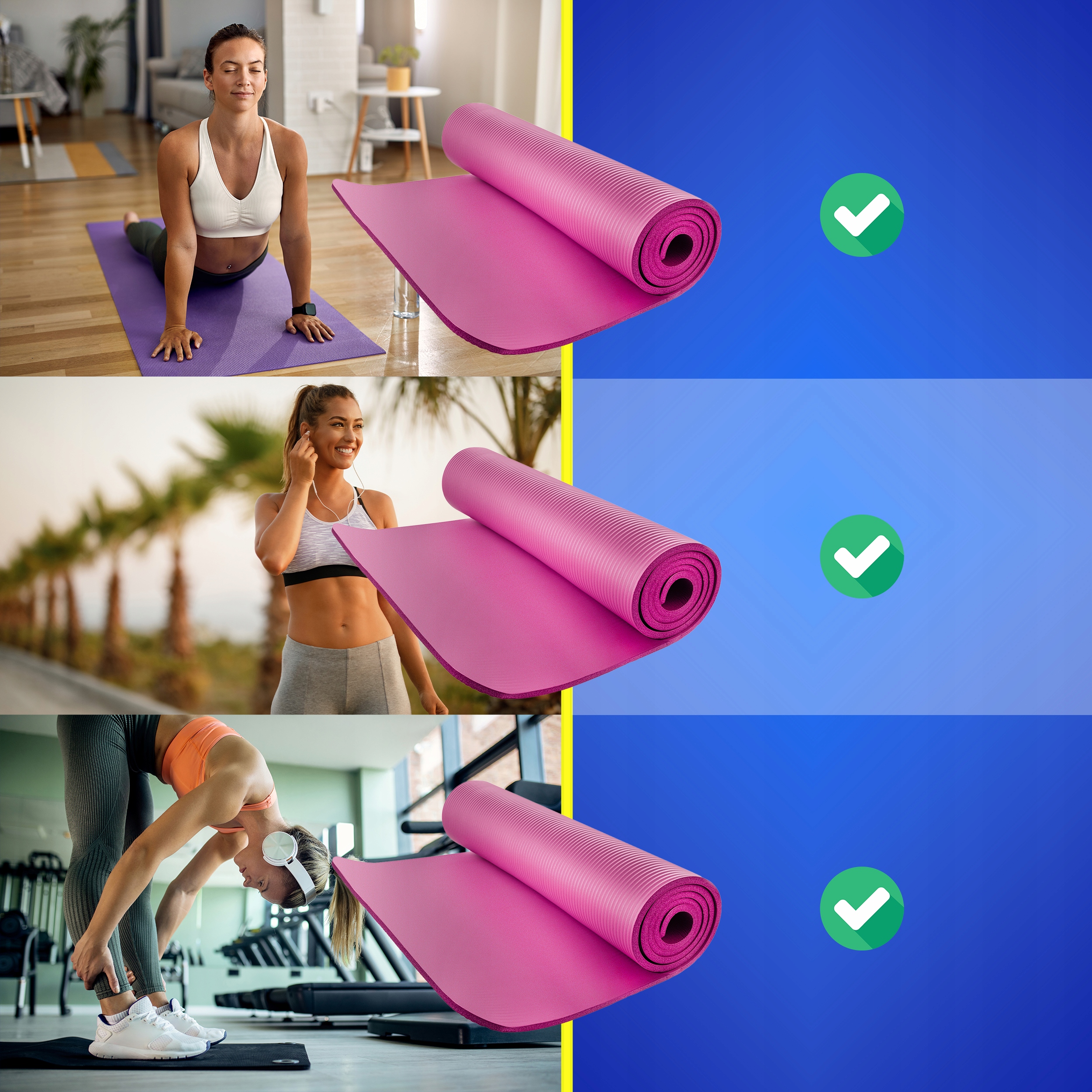 MATA GIMNASTYCZNA DO ĆWICZEŃ FIZYO JOGI FITNESS KARIMATA GRUBA NBR 10MM XL Materiał tworzywo NBR