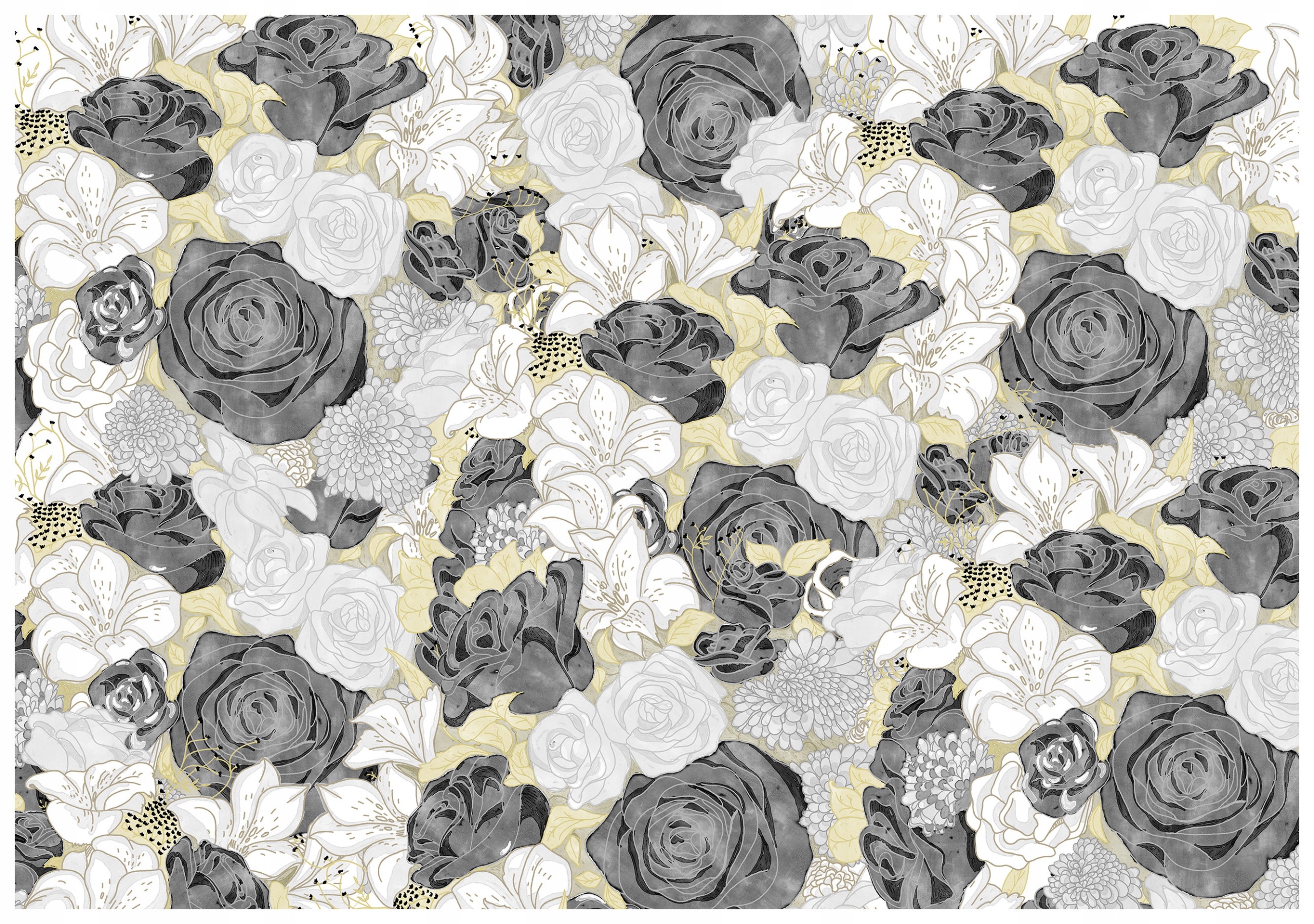 Vliesová fototapeta Květiny na krémovém pozadí, tmavé a světlé 416x254 lepidlo