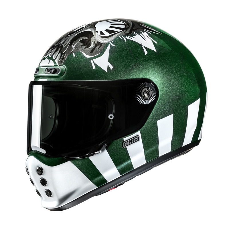 Motocyklová Prilba Hjc V10 Crania Green White (XL)