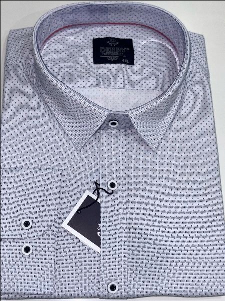 Derby pánská košile popel melanž tečky regular délka rukou 6XL 50/51 DRB-8006