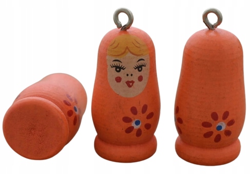Zawieszka drewniana matrioszka pomarańczowa