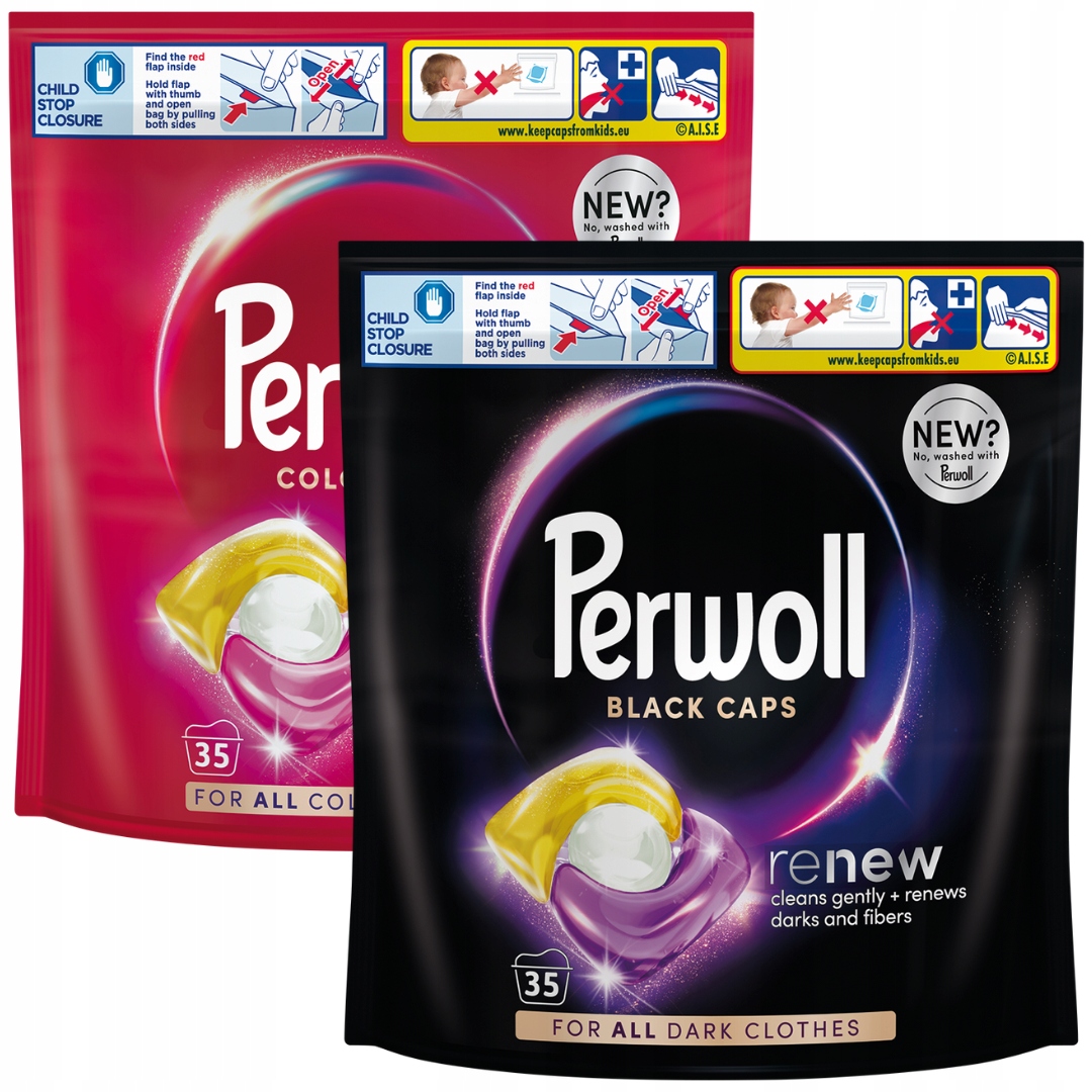 Perwoll Caps Black Color Kapsle na praní černé a barevné barvy 2x35 ks