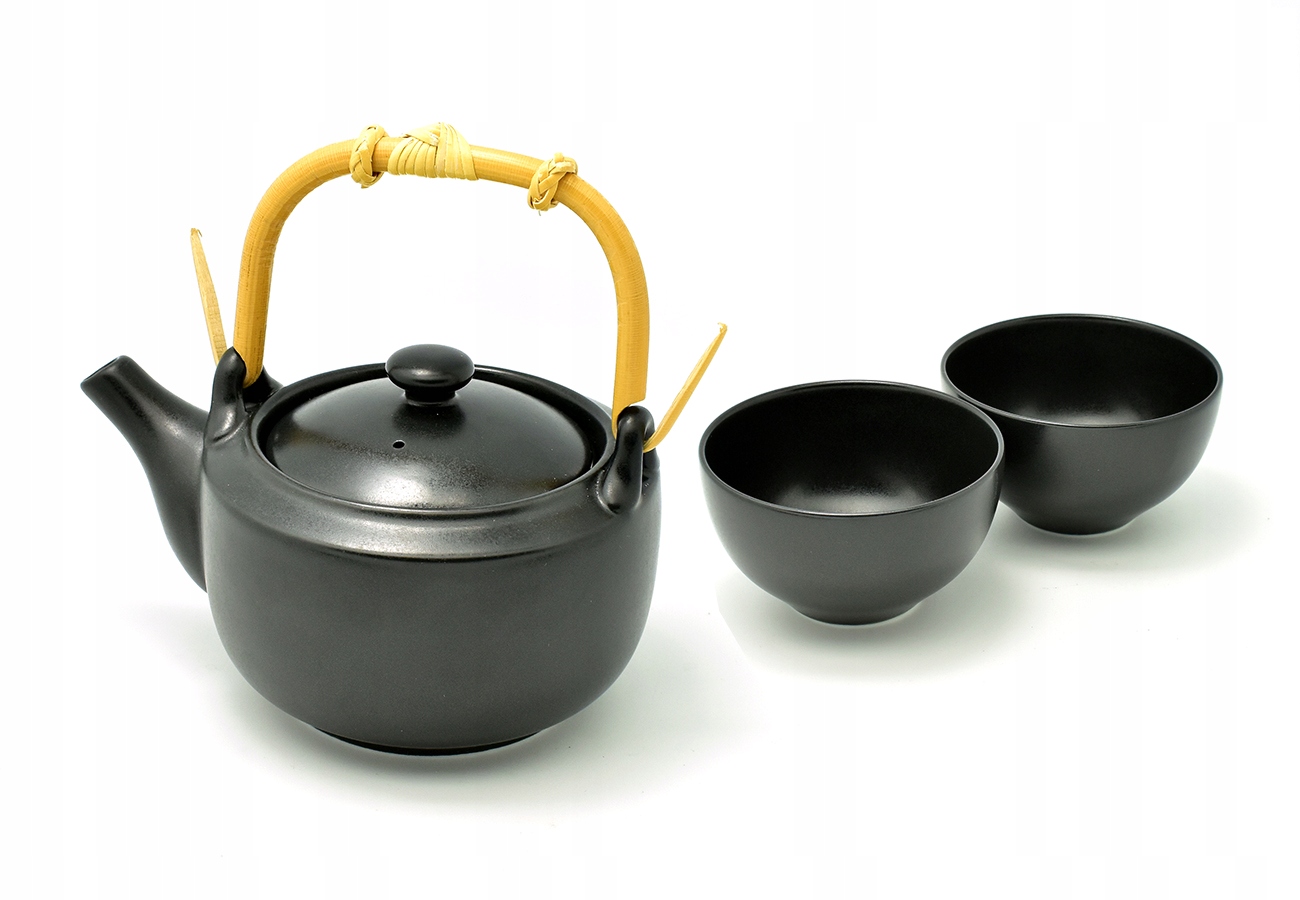 Komplet do herbaty Sarak Kuroi czajniczek 350 ml 2 czarki