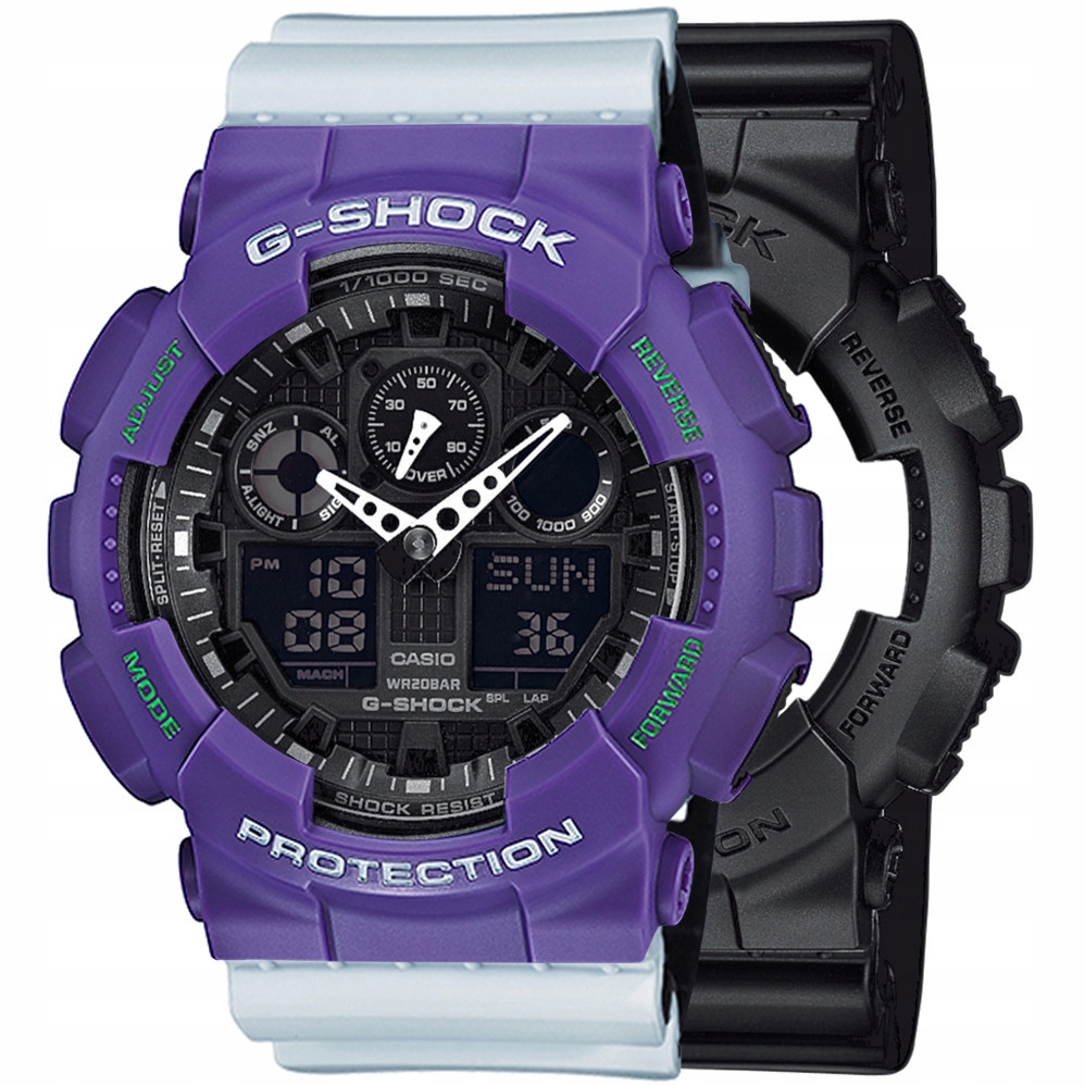 Sada Hodinek G-shock GA-100-1A1ER Fialová Bílá, Černá