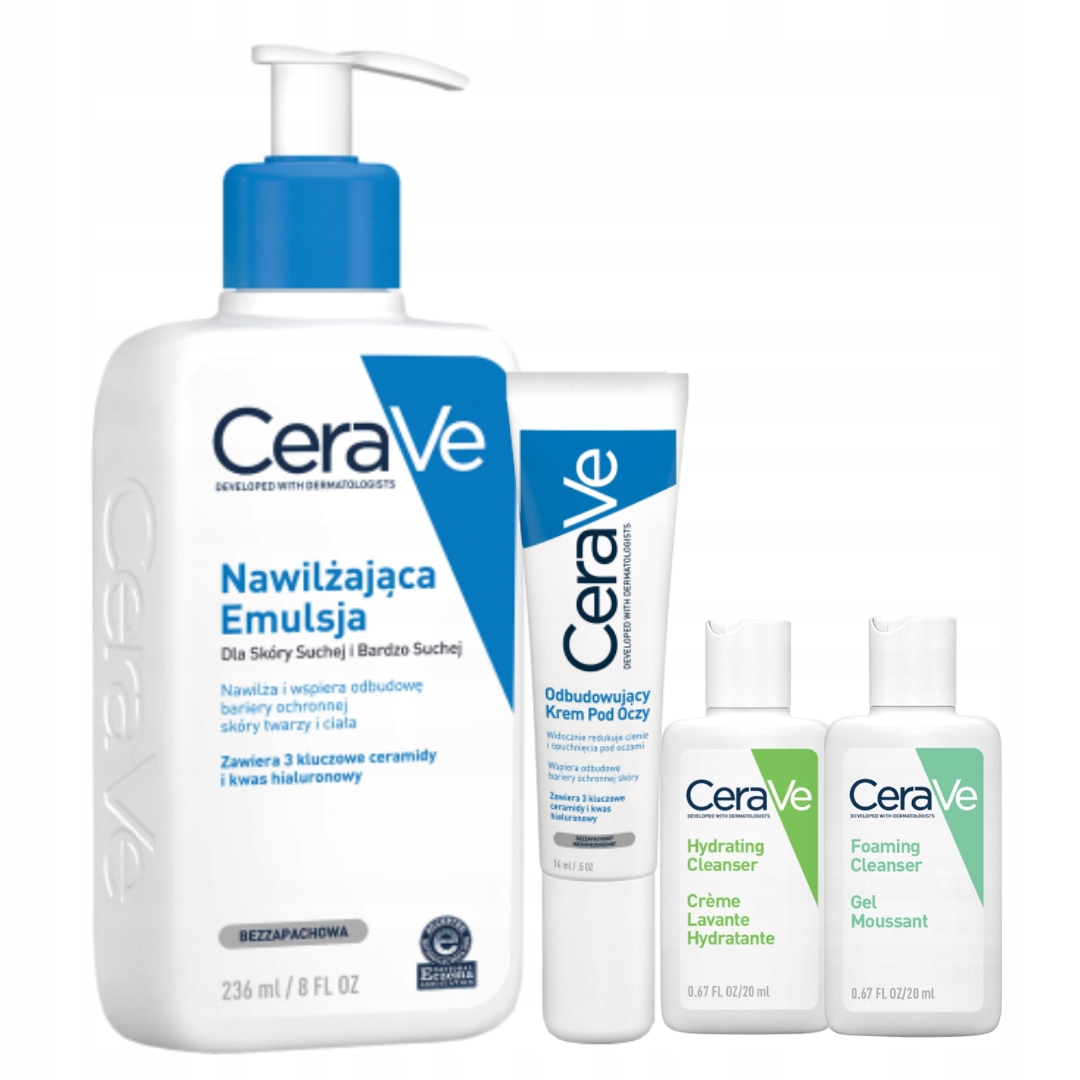 CeraVe Zestaw Krem pod Oczy 14g Emulsja Nawilżająca Twarz i Ciało 236ml