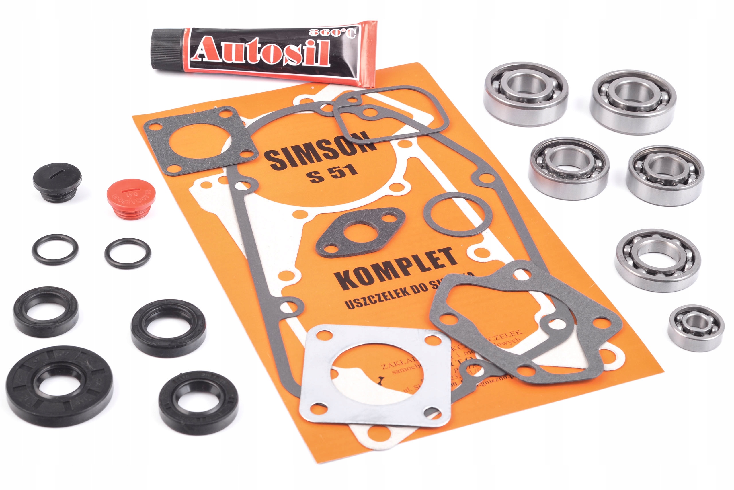 ŁOŻYSKA SIMIERING KORKI SILNIK SIMSON S51 SR50 KPL