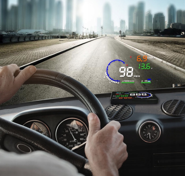 WYŚWIETLACZ PROJEKTOR LED LCD HUD OBD2 5.5 ZEGARY Waga produktu z opakowaniem jednostkowym 0.6 kg