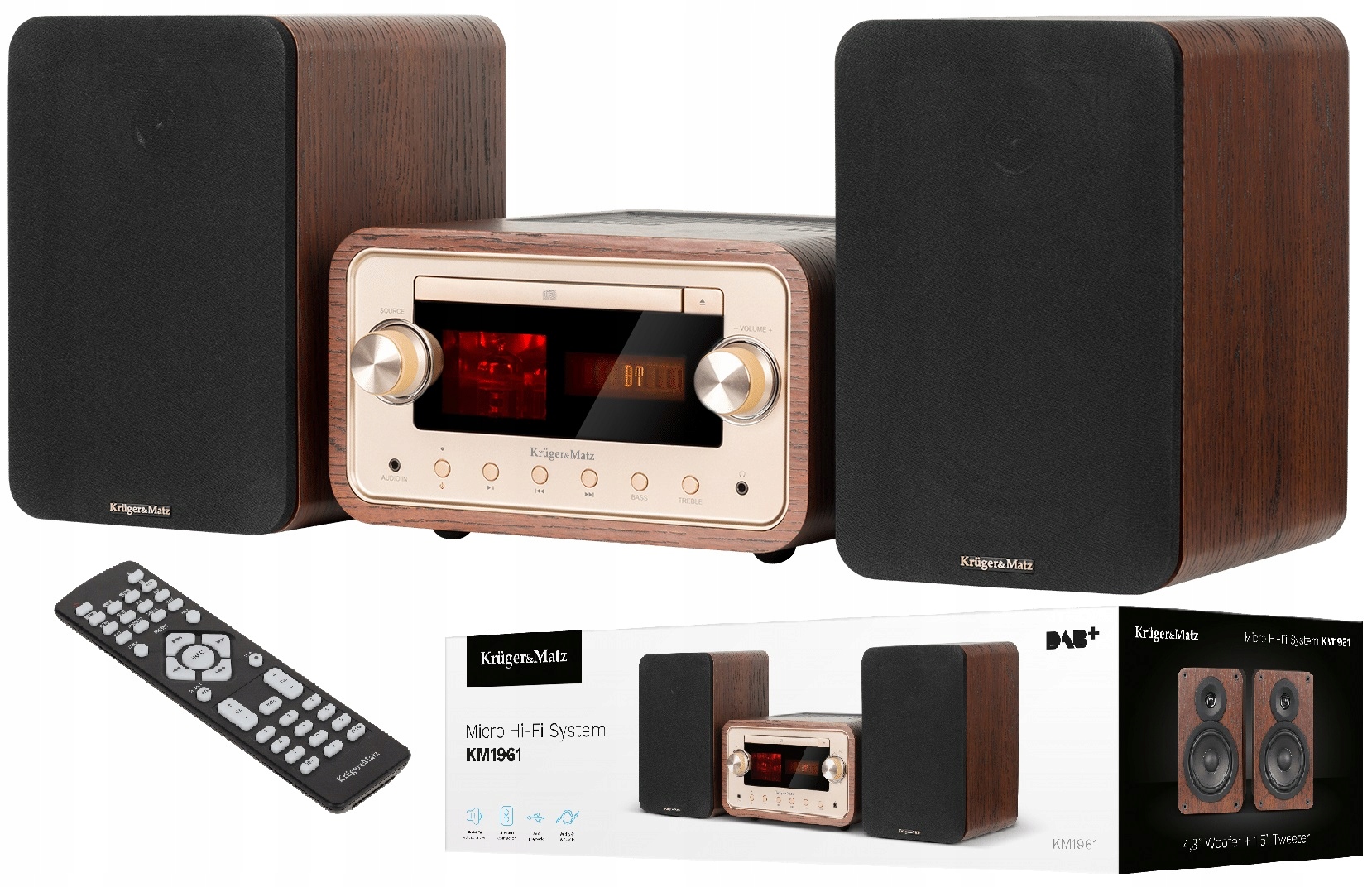 WIEŻA LAMPOWA KRUGER MATZ CD FM BT USB NFC DAB+