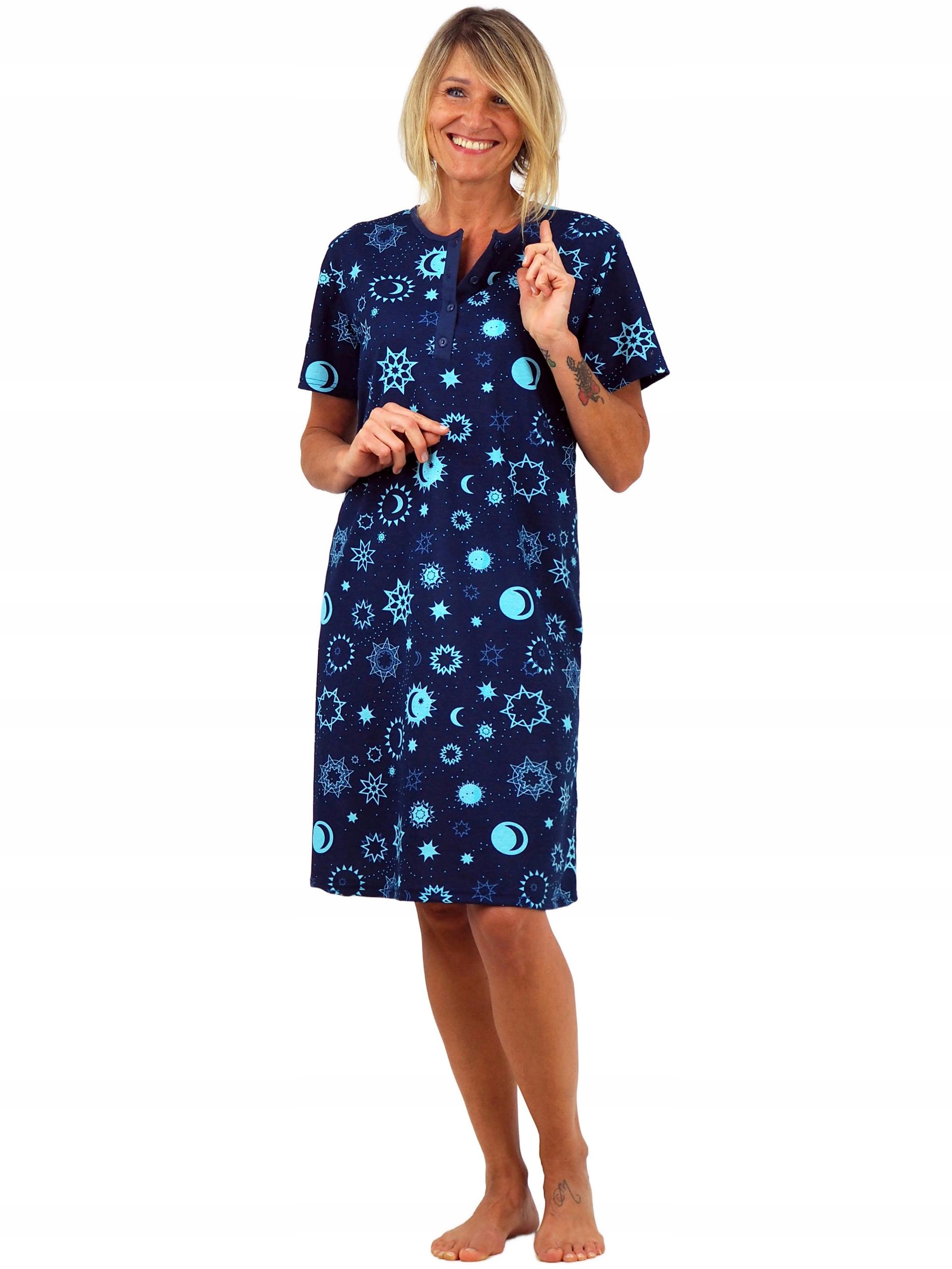 KOSZULA NOCNA piżama tunika rozpinana z dekoltem zapinanym na 4 guziki XL Materiał dominujący bawełna