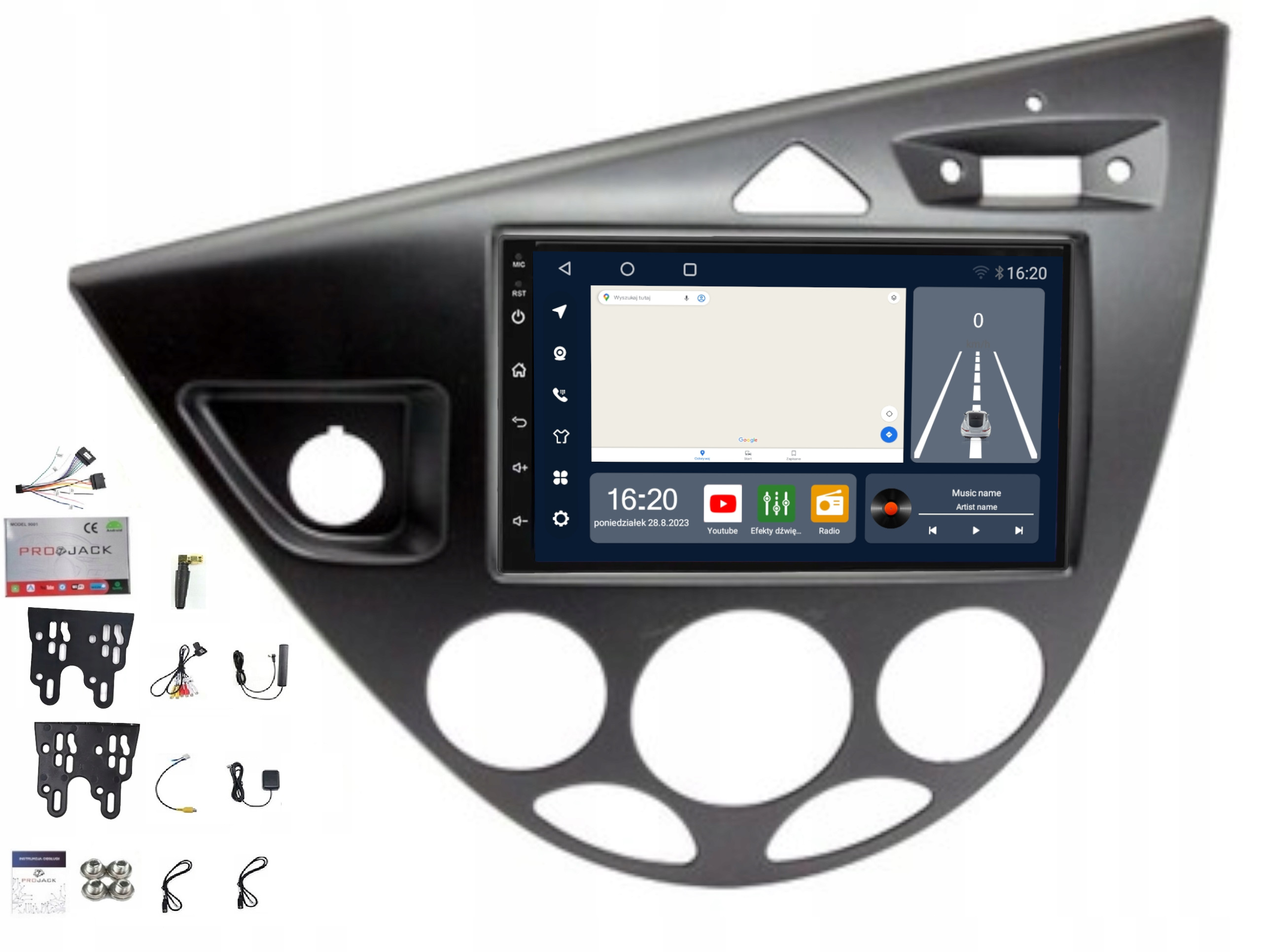 Autorádio S Androidom, Usb, Wifi, Bt, Ford Focus 1999-2005, Carplay, 8 Gb, 256 Gb Sim